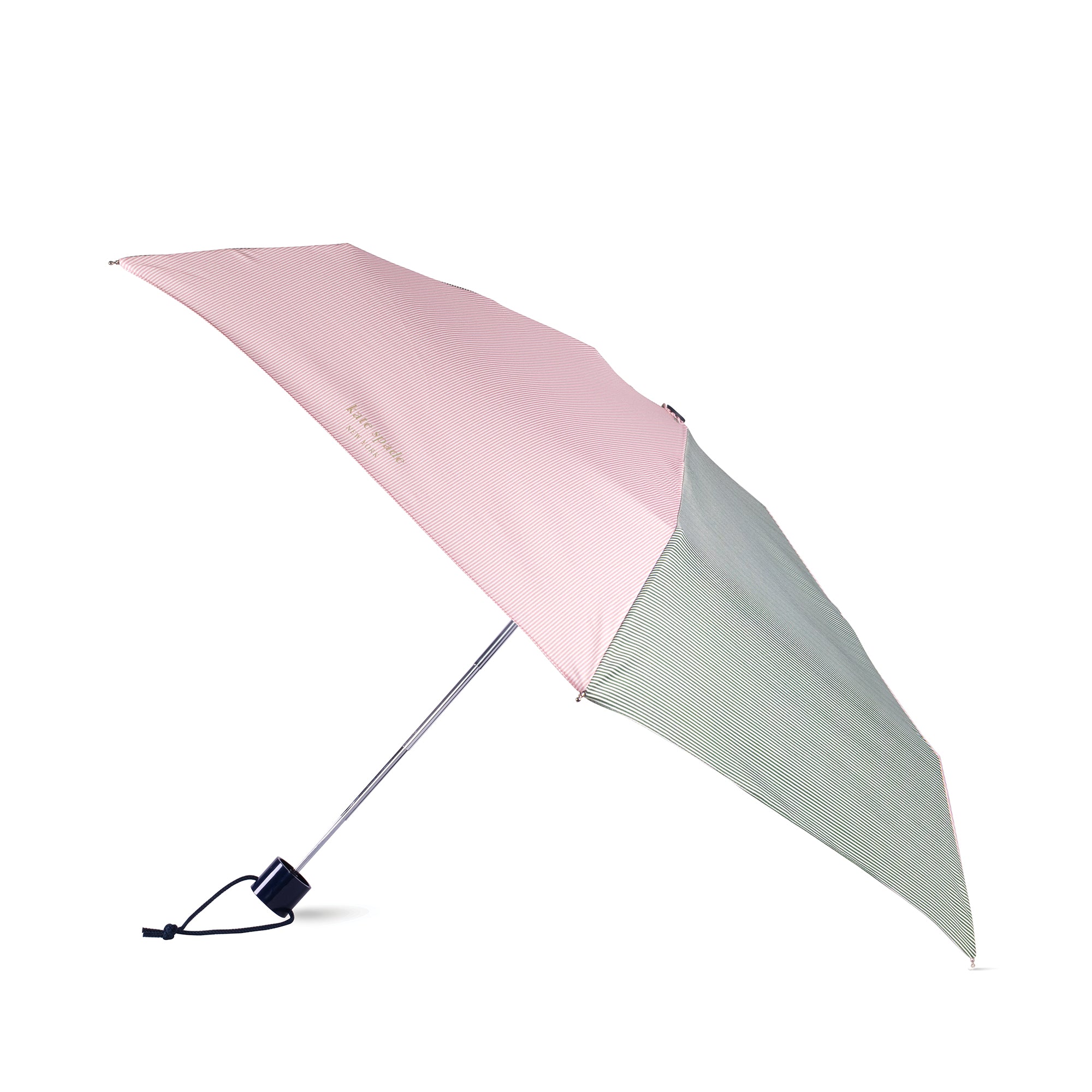 Two-toned pink and green umbrella on a white background