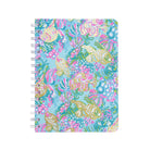 blue mini notebook with colorful coral and fish print