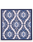 Blue and white patterned mouse pad on a white background