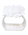 Single white sun napkin ring set on a white background, branded 'Lilly Pulitzer'.