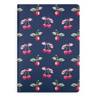 Notebook with cherry pattern on a blue background