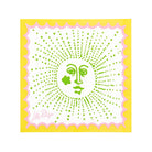 Decorative square with a face design in green on a yellow background, featuring the brand 'Lilly Pulitzer'.