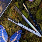 set of three night court pens. purple stars, periwinkle stars and 'here you are. i've been looking for you' quote on moss