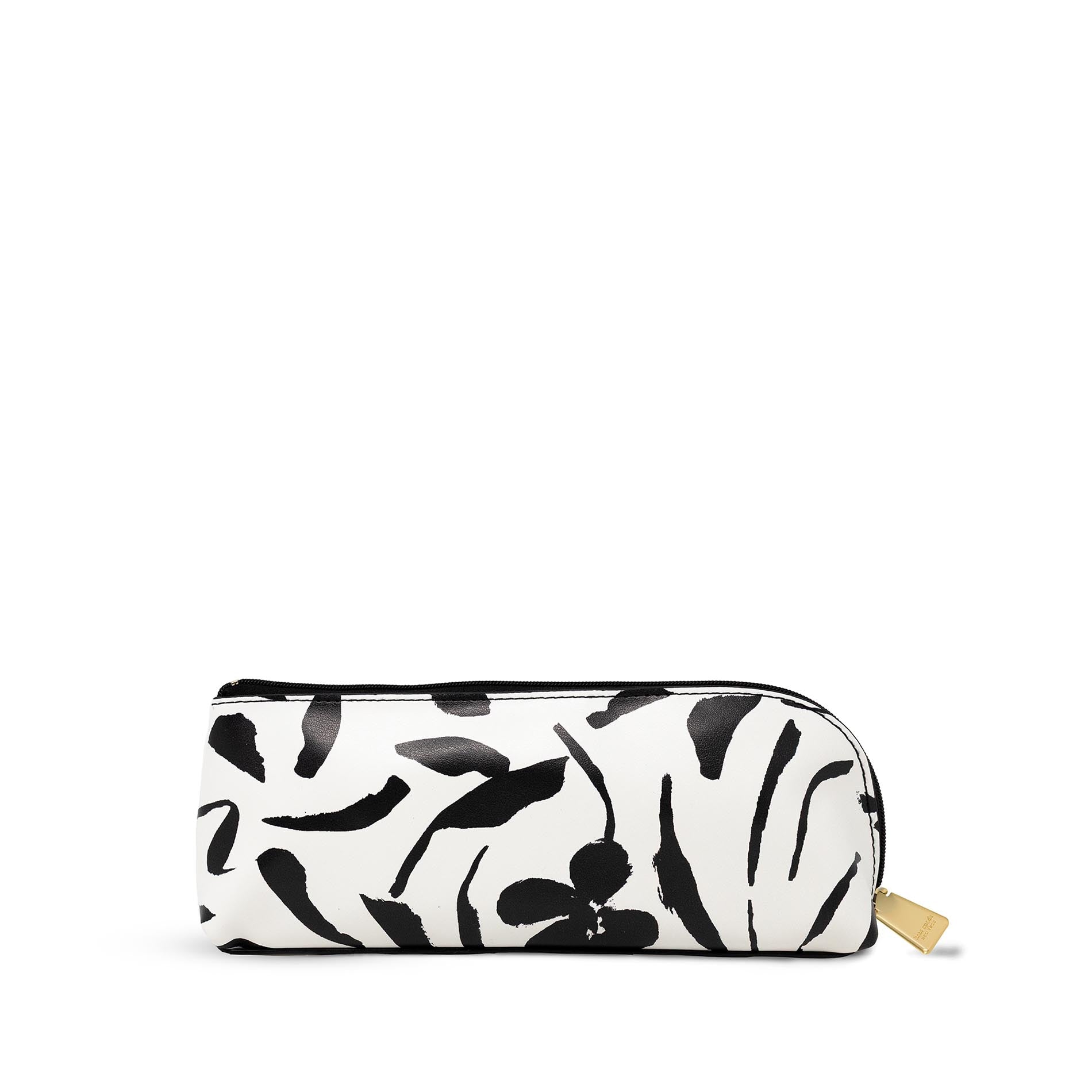 Black and white patterned pouch on a white background