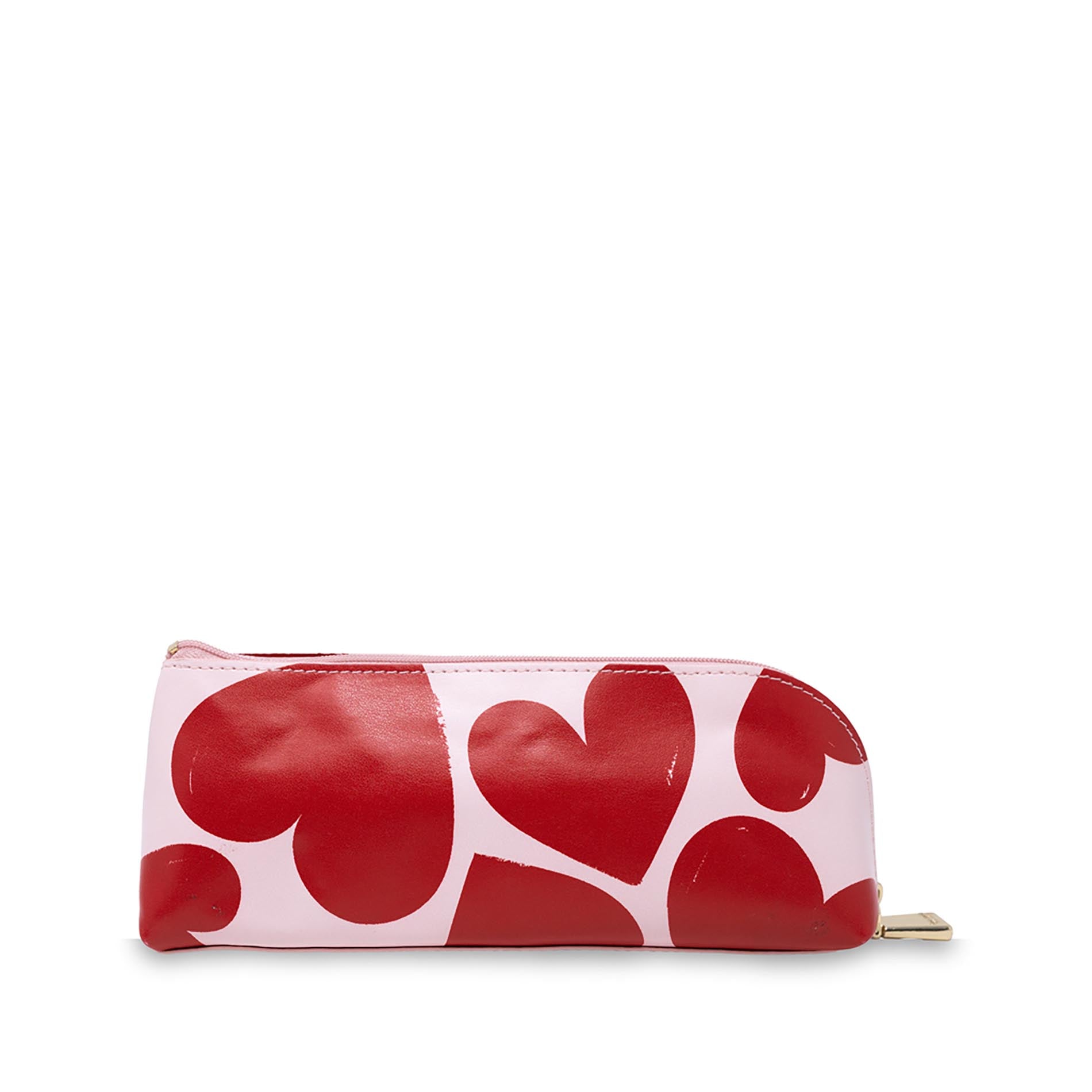 Pouch with red heart pattern on a white background