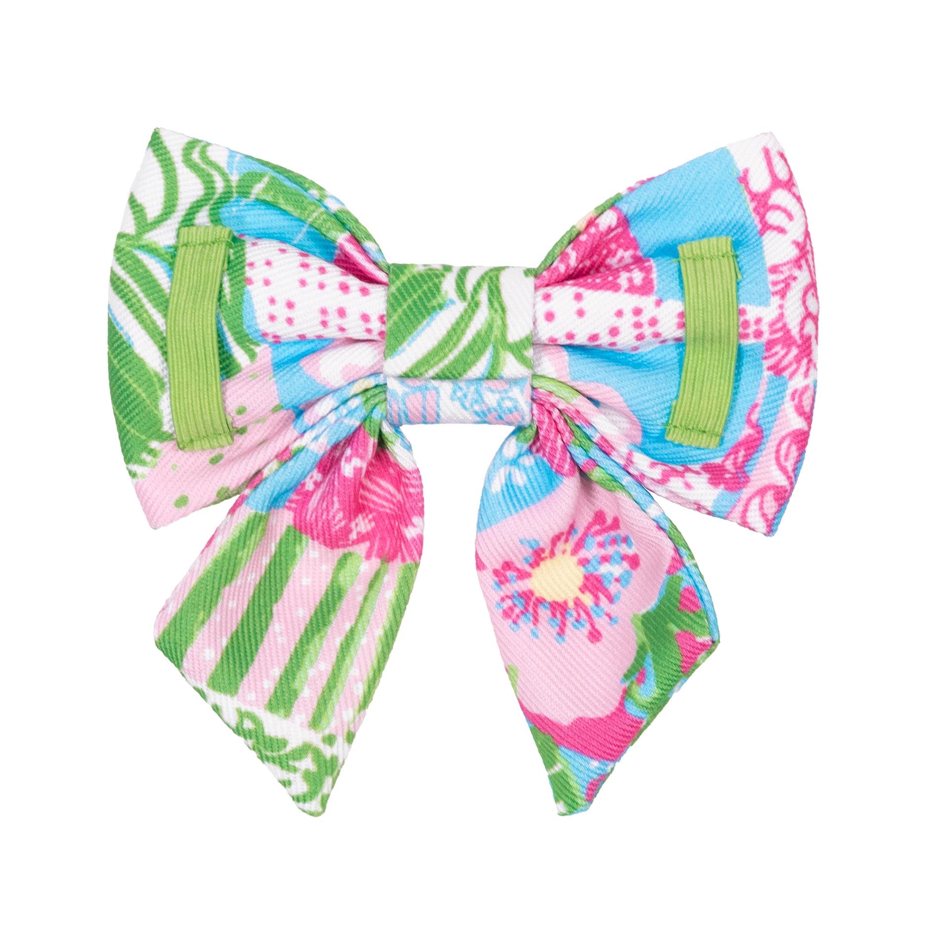 Colorful patterned bow on a white background