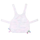 White pet dress with colorful straps on a white background 
