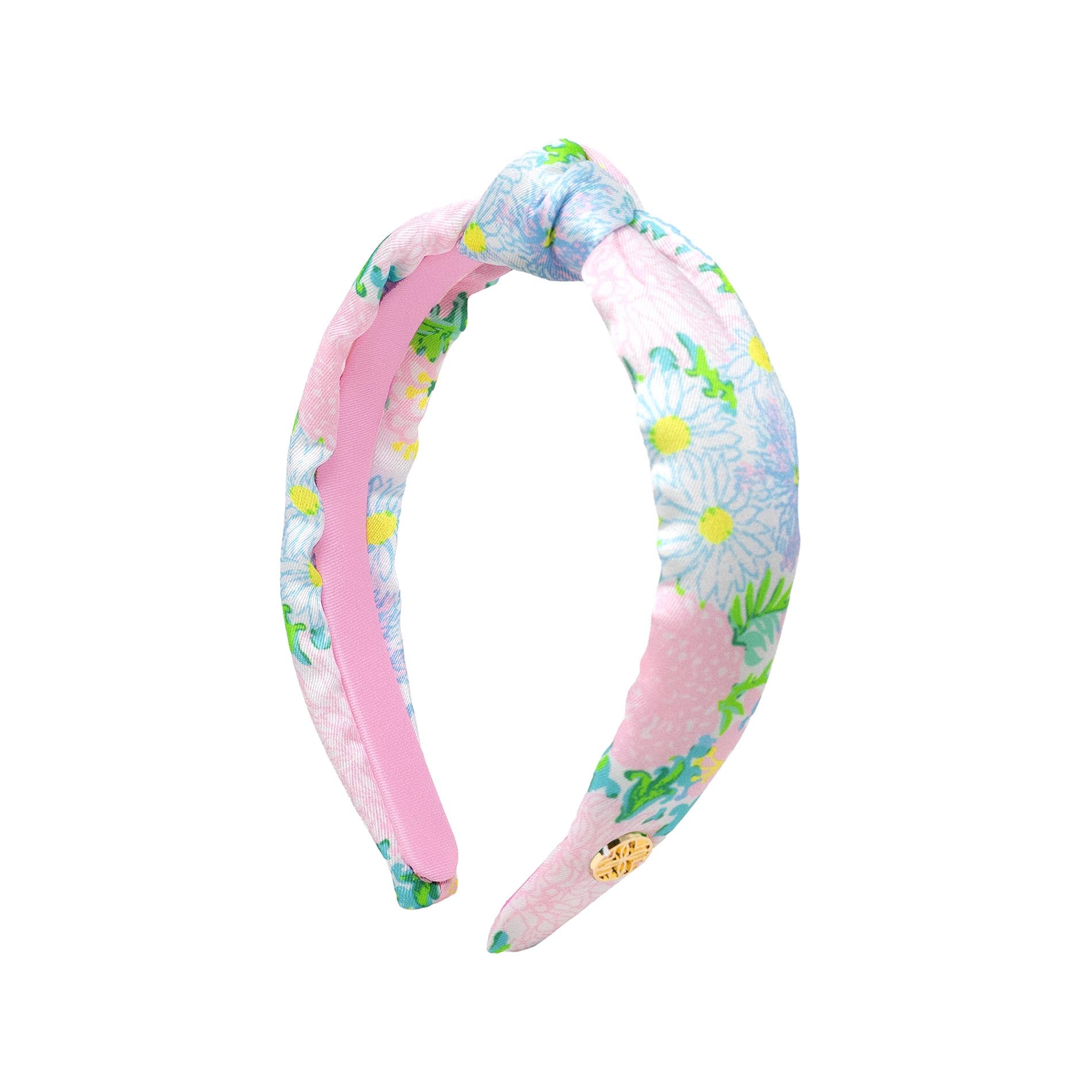 Pastel floral girls' headband with a knot in the middle