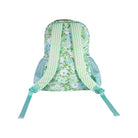 Backpack with floral and striped pattern on a white background