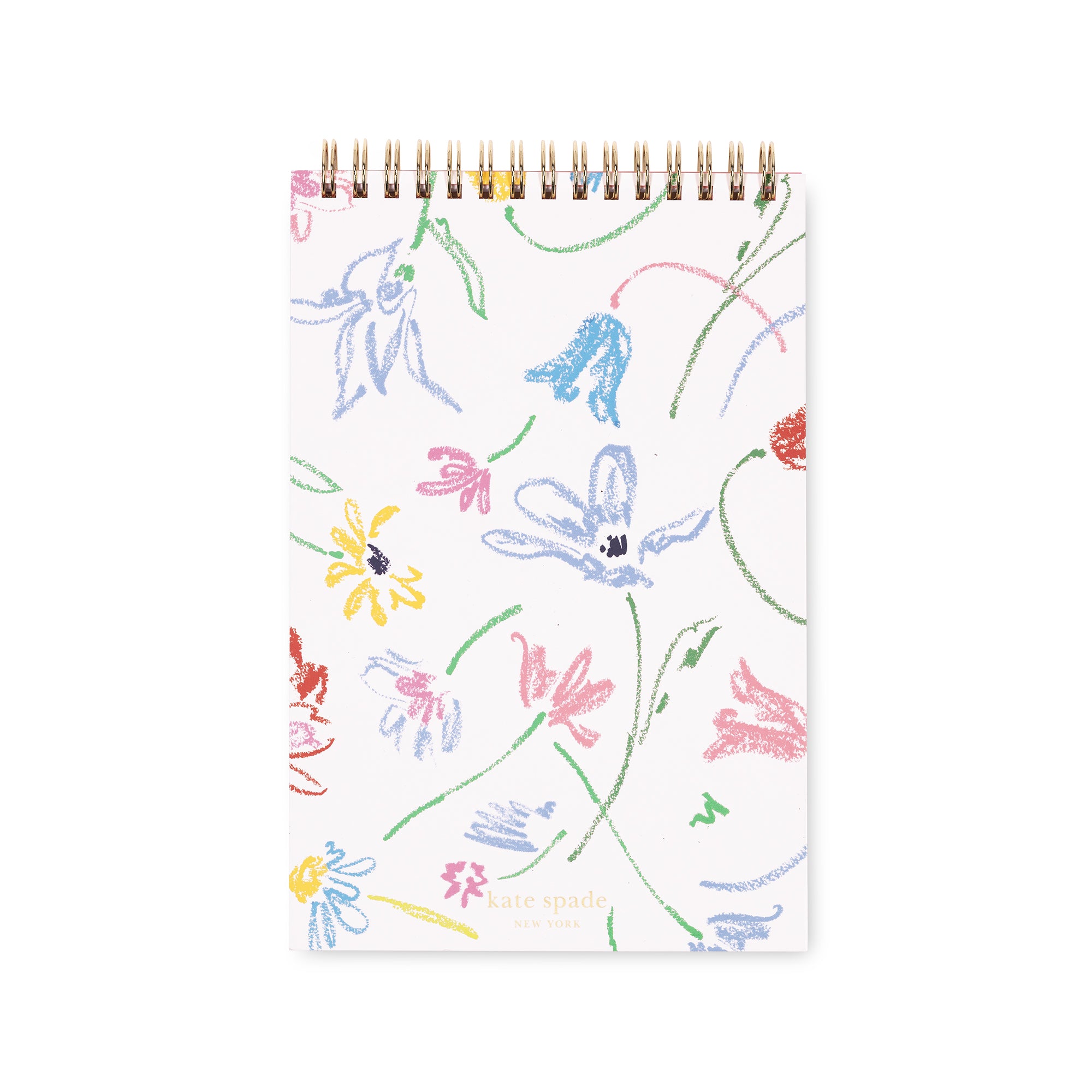 Notebook with colorful floral pattern on a white background