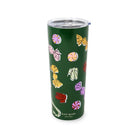 Green 24 oz tumbler with colorful pieces of candy design