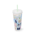Tumbler with a colorful design on a white background