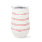 White tumbler with pink stripes on a white background