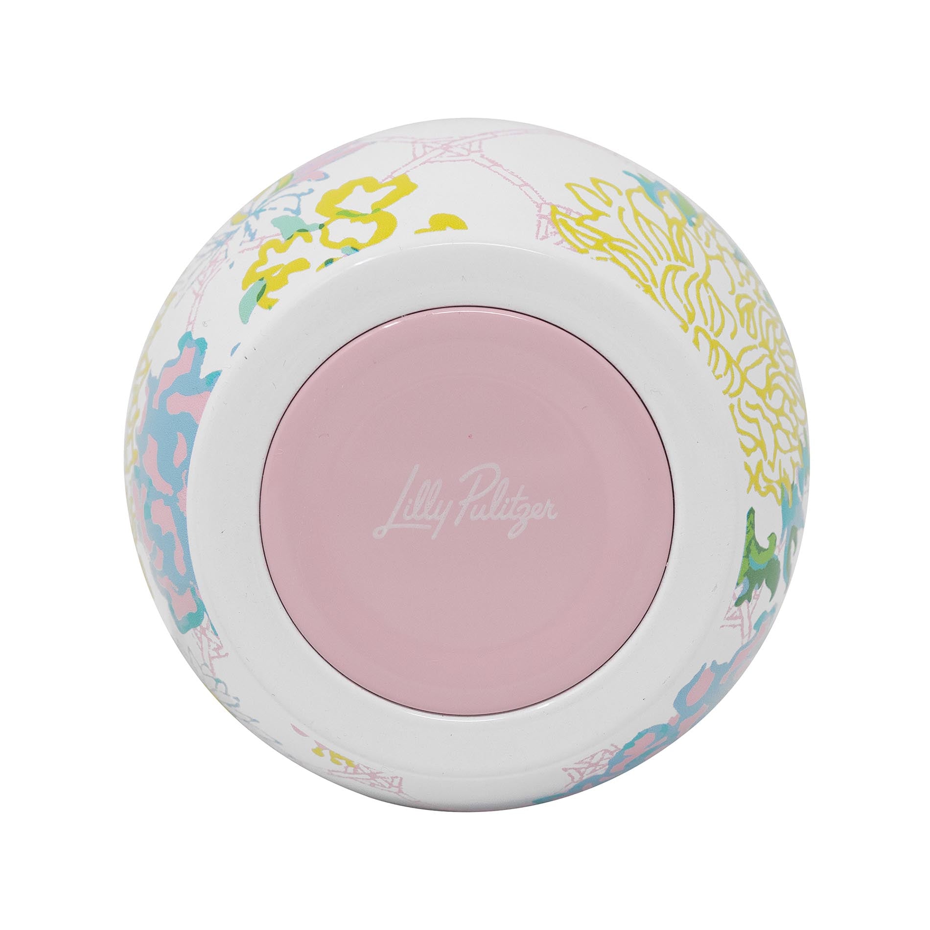 Bottom of stemless wine tumbler on a white background