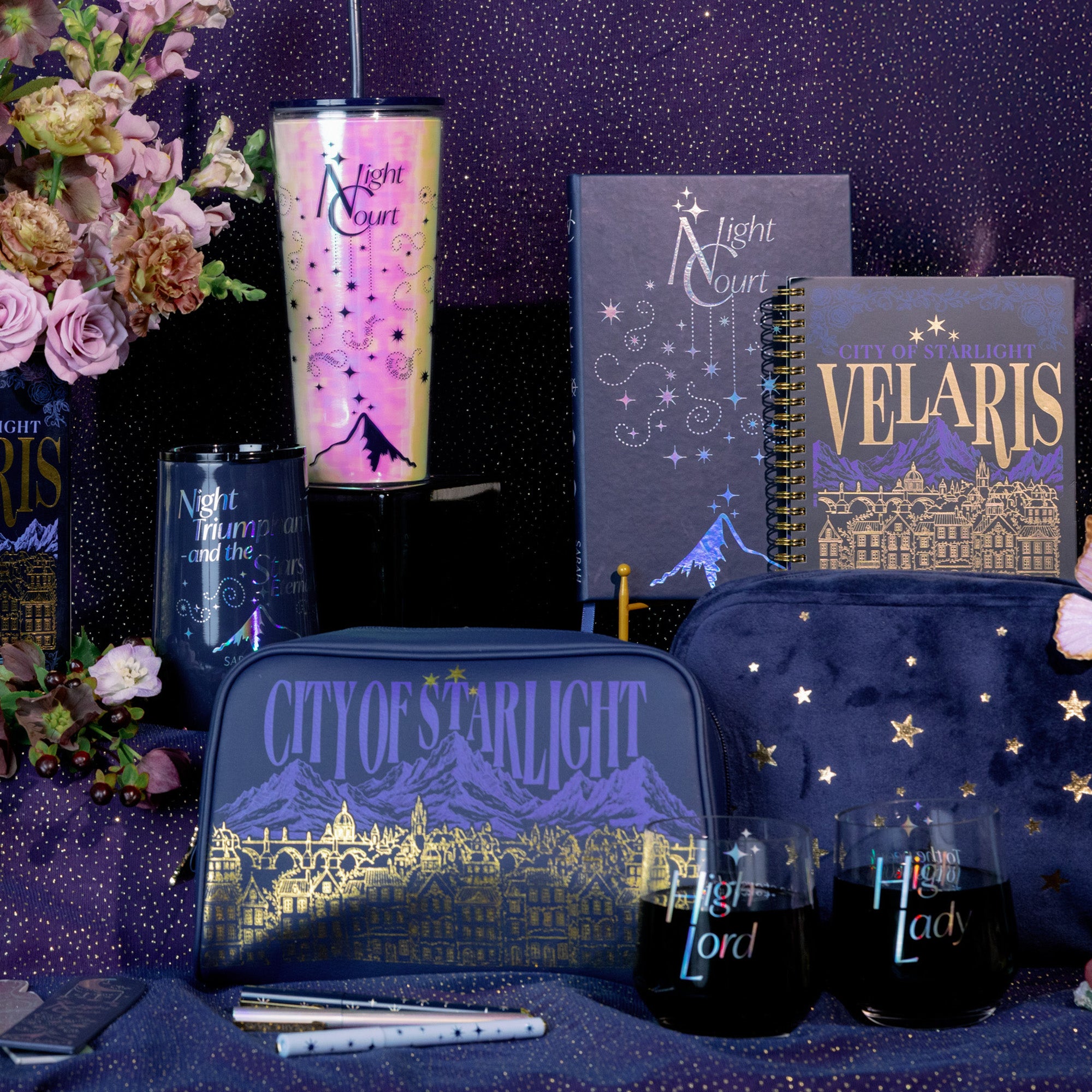 Two clear tumblers with 'High Lord' and 'High Lady' text
