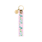 floral ruffle key fob with gold hardware