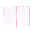 Notebook with pink binding on a white background