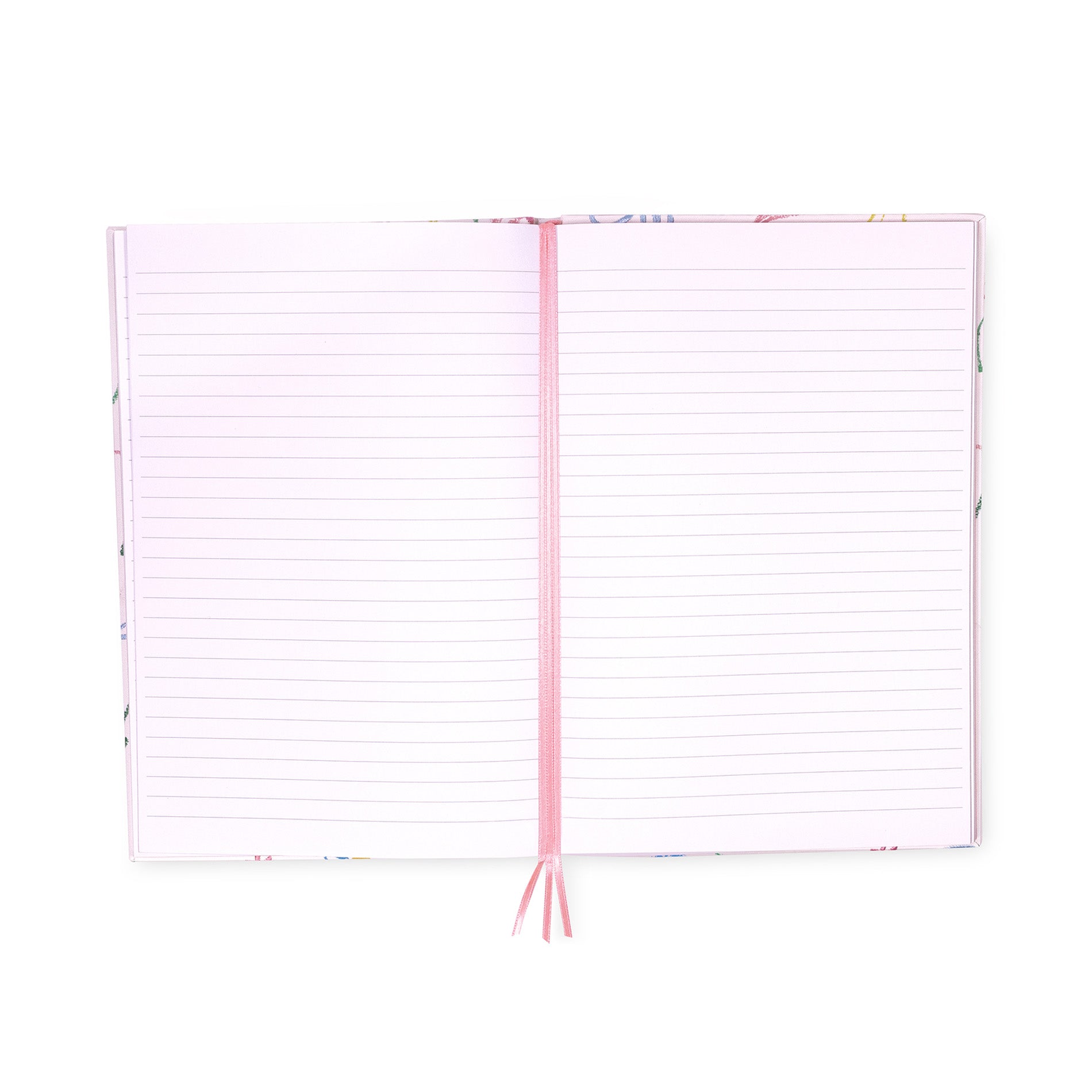 Notebook with pink binding on a white background