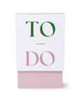 White box with 'TO DO' text in green and pink on a white background