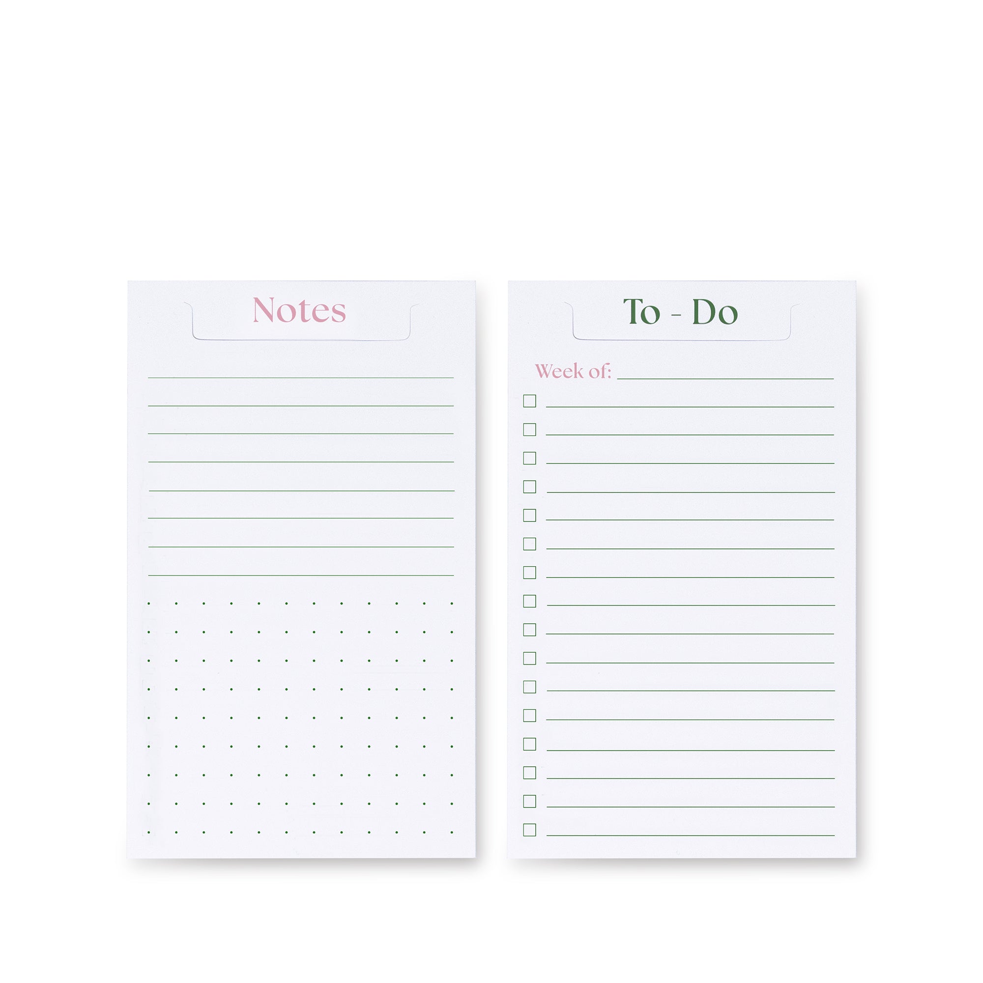 Two white notepads with 'Notes' and 'To-Do' sections on a white background