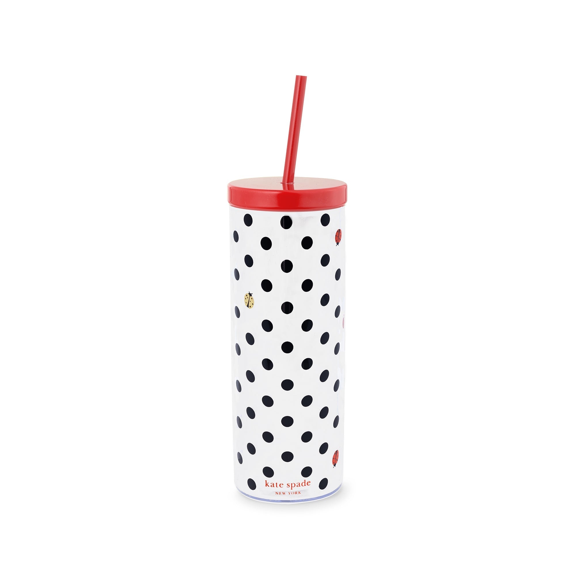 kate spade new york Acrylic Tumbler with Straw, Ladybug Dot