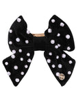 Embellished Velvet Bow Barrette, Onyx