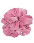Velvet Layered Ruffle Scrunchie, Conch Shell Pink