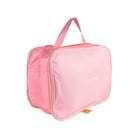 Pink travel bag with a handle on a white background