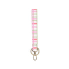 Pink and green plaid cotton wristlet keychain