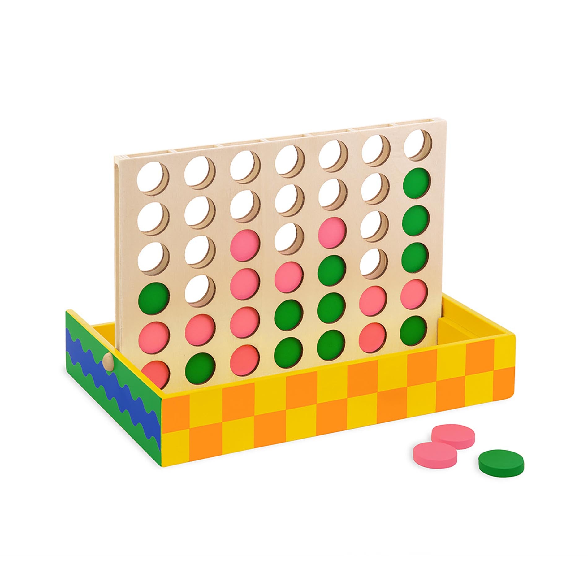 Colorful wooden game board on a white background