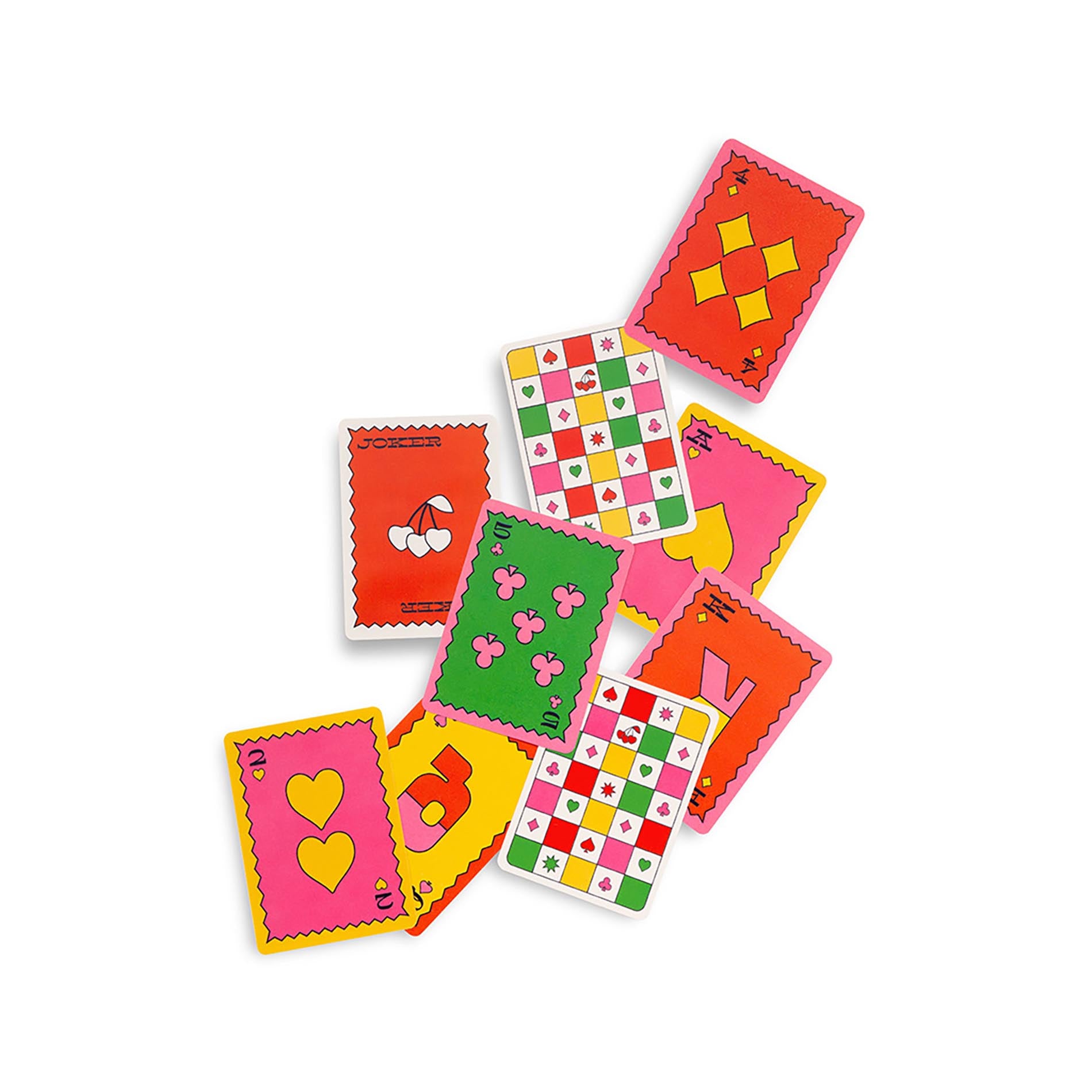 Colorful playing cards on a white background