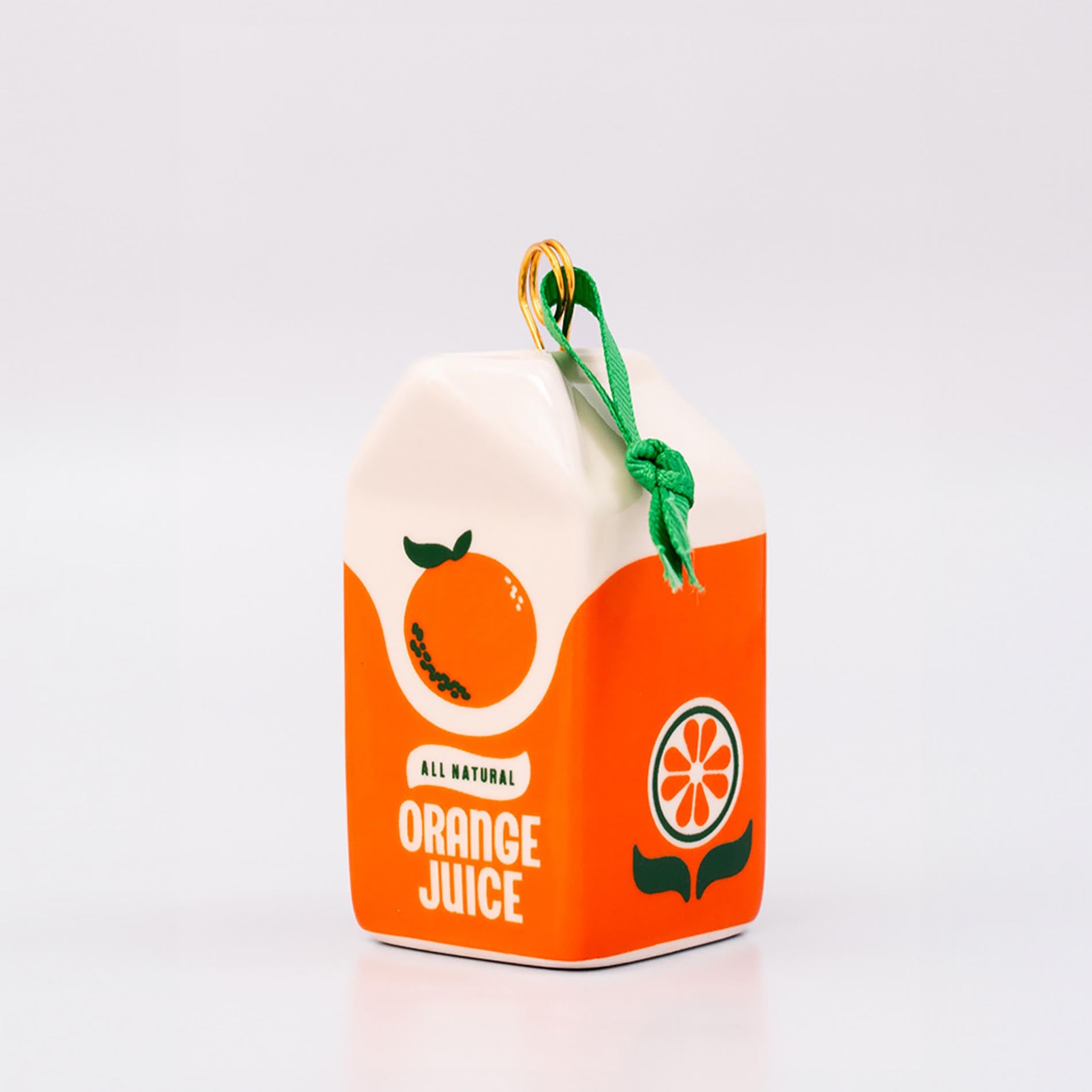 Ceramic orange juice carton ornament