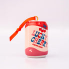 Lucky cherry cream soda with ornament  on a white background