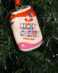Lucky cherry cream soda with ornament  on a tree