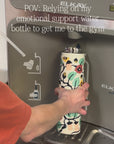 model filling up colorful waterbottle