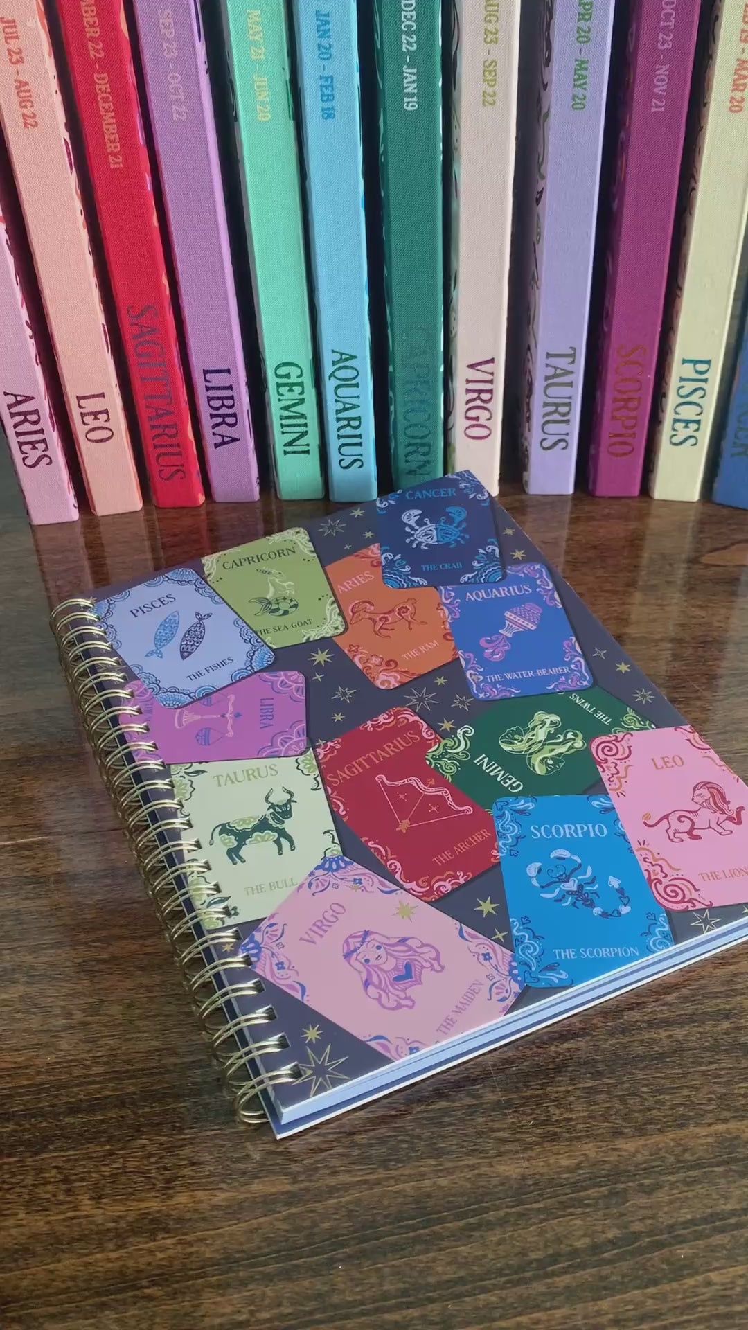 model showcasing colorful astrology notebook