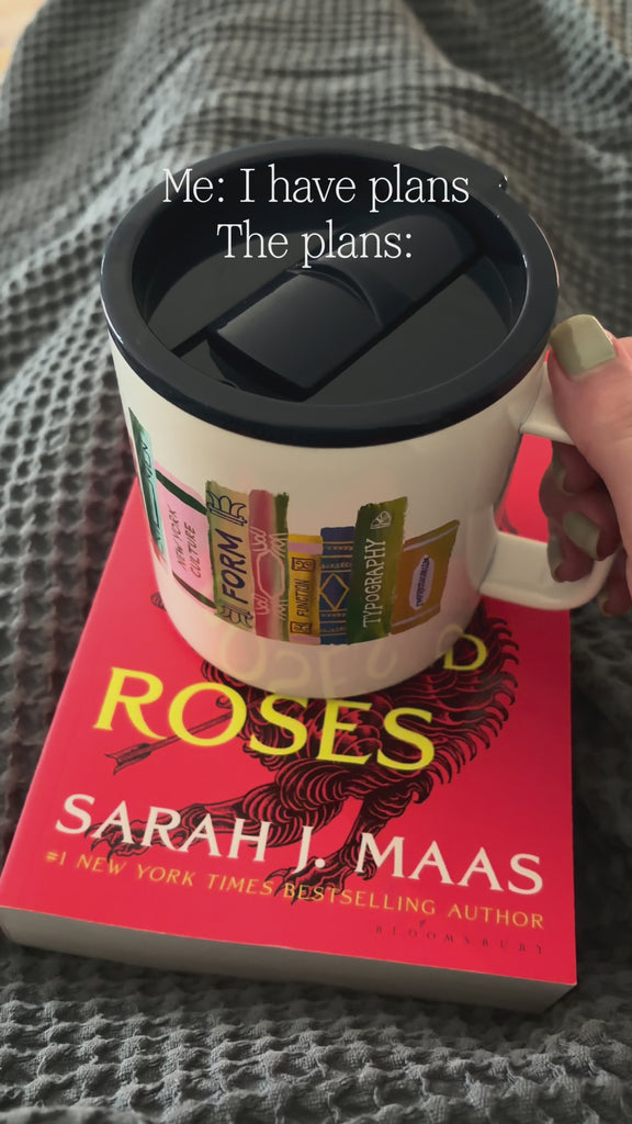 stainless steel book mug with black lid